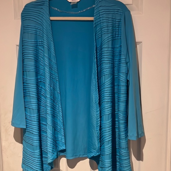 Alia Other - Womens 3/4 sleeve turquoise wedge opening cardigan